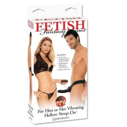 Fetish Arnés hueco para él / ella negro con vibración