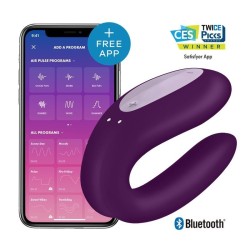 VIbrador Parejas Satisfyer Double Joy Morado con APP