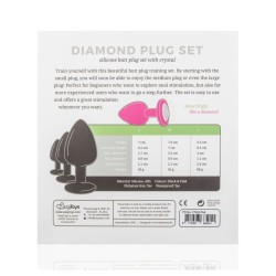 Set 3 Plugs Anales Silicona Rosas con piedra