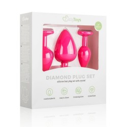 Set 3 Plugs Anales Silicona Rosas con piedra