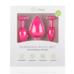 Set 3 Plugs Anales Silicona Rosas con piedra