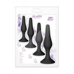 Glamy Kit x 4 Plugs Anal Silicona Negros