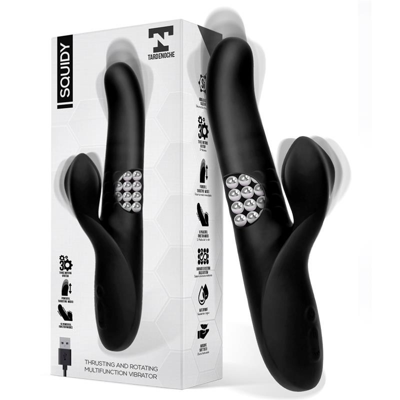 Vibrador Squidy Silicona Movimiento y Bolas Recargable