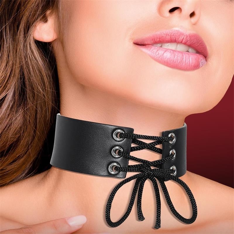 Cinderella Choker Collar Corset Lazo Negro