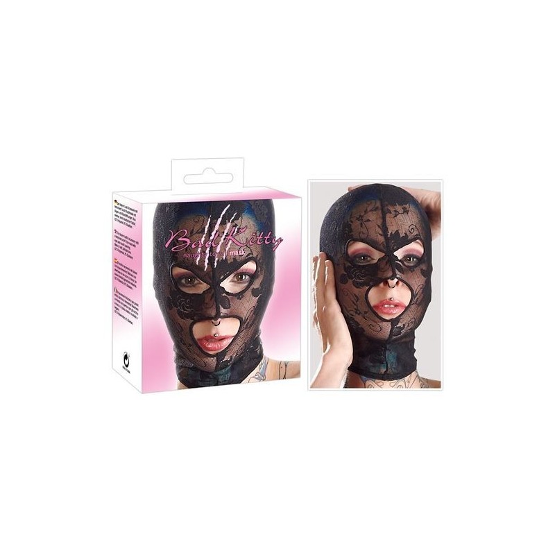 Bad Kitty Máscara - Capucha negra de encaje