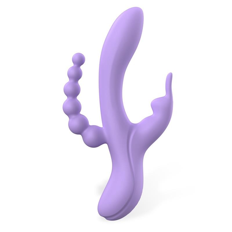 Vibrador Triple Lindsey Silicona Líquida Recargable