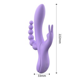 Vibrador Triple Lindsey Silicona Líquida Recargable