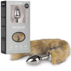 Plug Metálico M con cola zorro marrón
