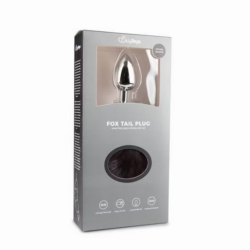 Plug Metálico L con cola zorro gris