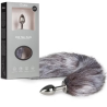 Plug Metálico L con cola zorro gris