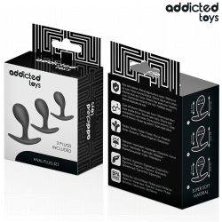 Addict Set 3 mini plugs redondeados Silicona Negros