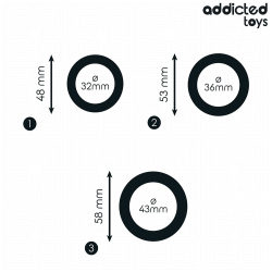 Addicted Set 3 anillos redondeados anchos Silicona