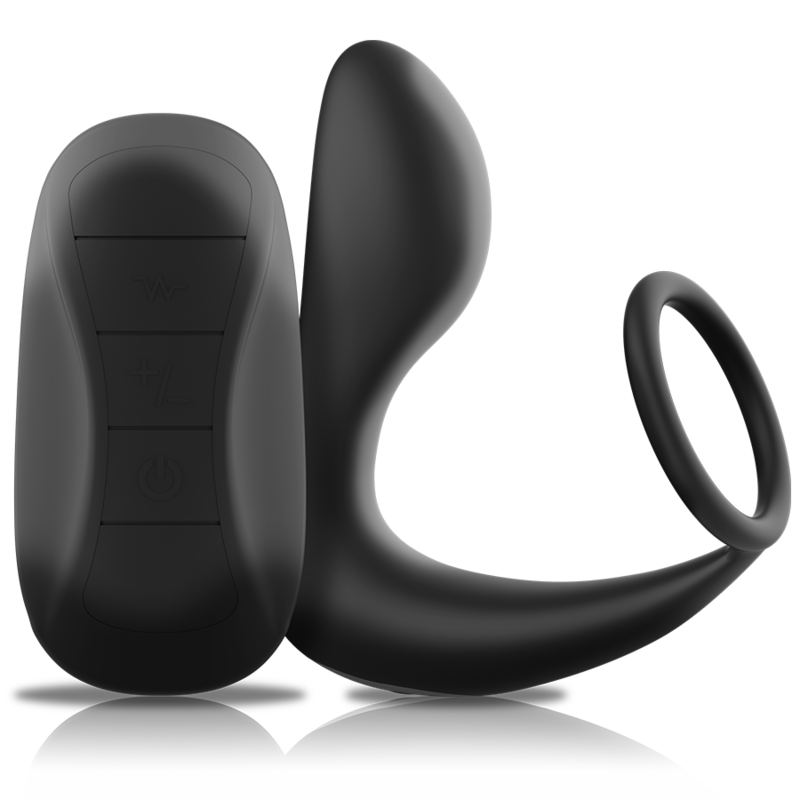 Vibrador Anal con Anillo Black con mando Silicona