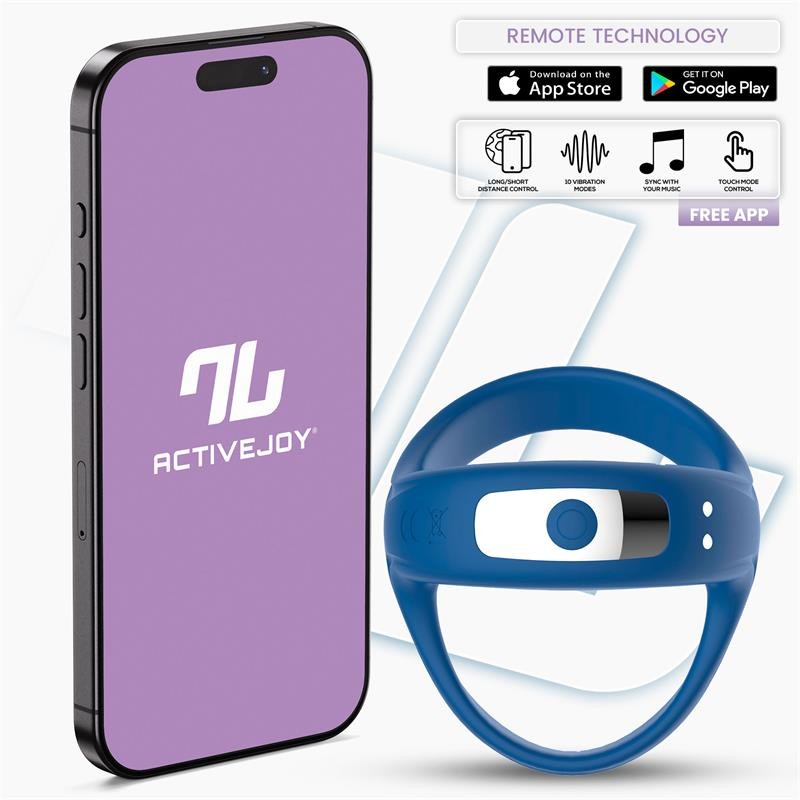 Anillo Vibrador Testículos Rank con APP Azul