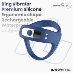 Anillo Vibrador Testículos Rank con APP Azul