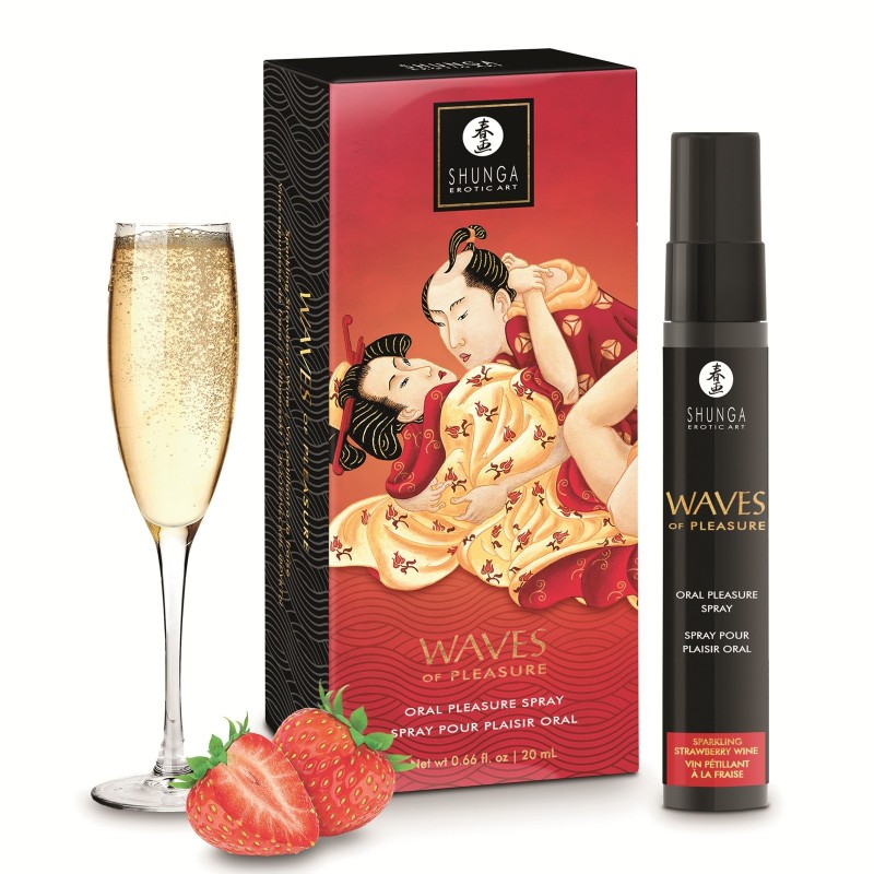 Shunga Waves Spray Para Sexo oral Fresas Champagne 20 ml
