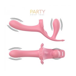 Party Color Twiny Arnés doble Silicona Líquida Recargable