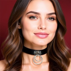 Cinderella Choker Collar Negro Doble Anillo